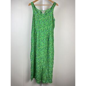 Pudding Shop April Cornell VTG Maxi Dress Rayon Green Floral Sleeveless Size‎ 4